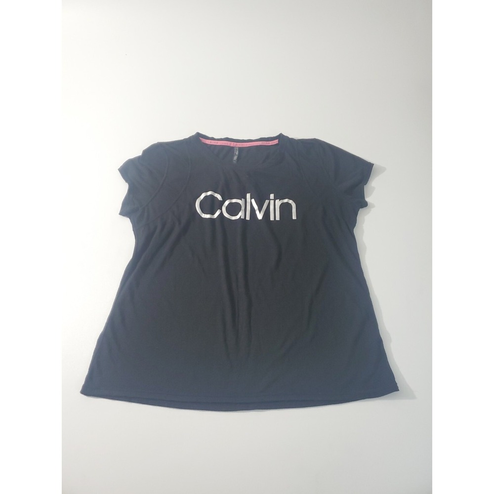Calvin Klein Performance Women's Short Sleeve Blouse, Black, XL